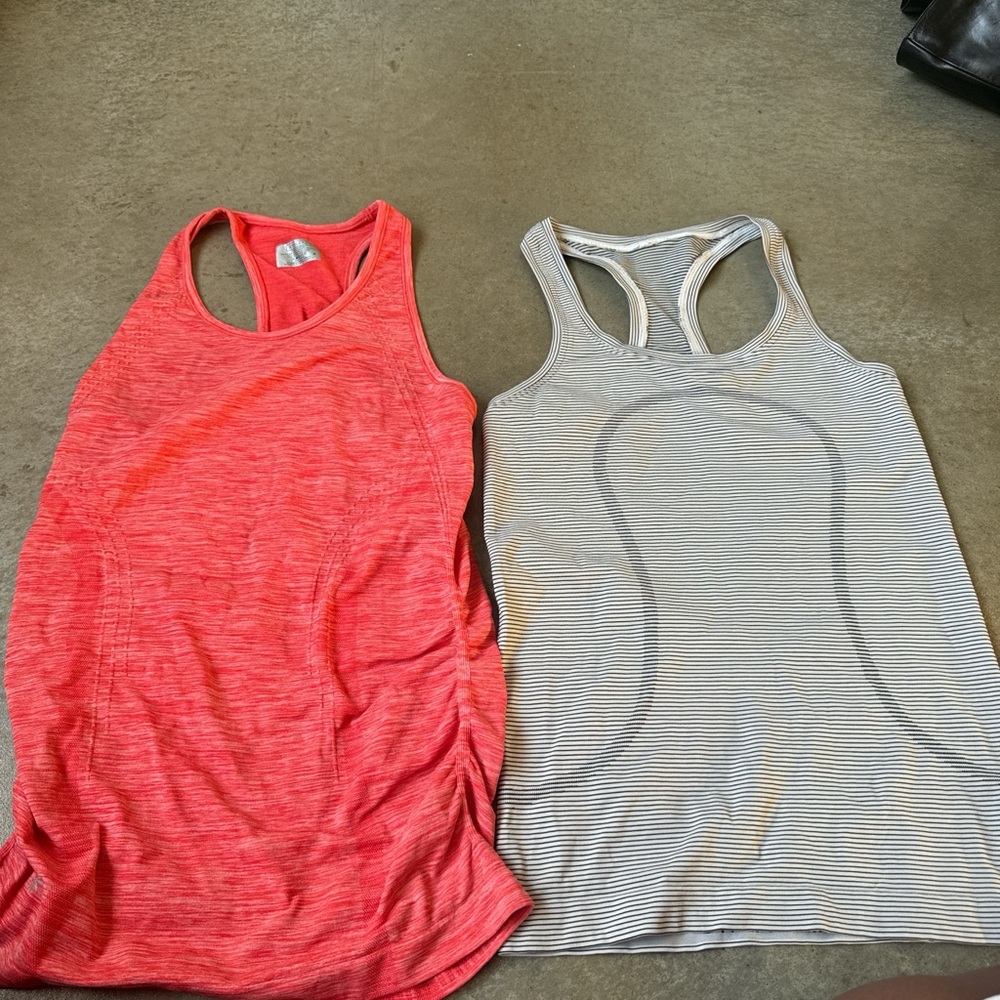 lululemon athletica Red and Gray Tank Tops